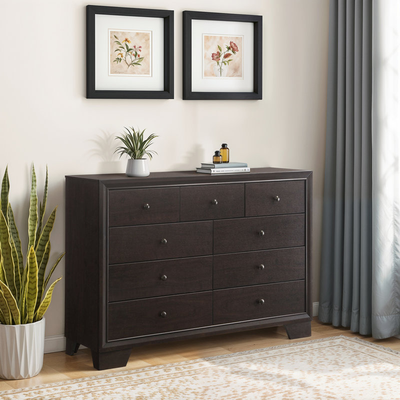 Plethoria Mikel Espresso Dresser with 9 Drawer | Wayfair